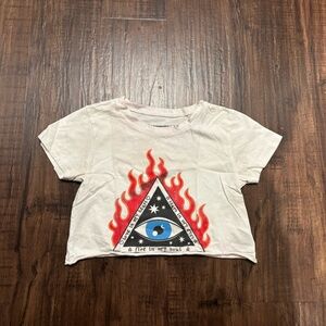 Prince Peter Collection White Tee with Eye and Flame Design girls M